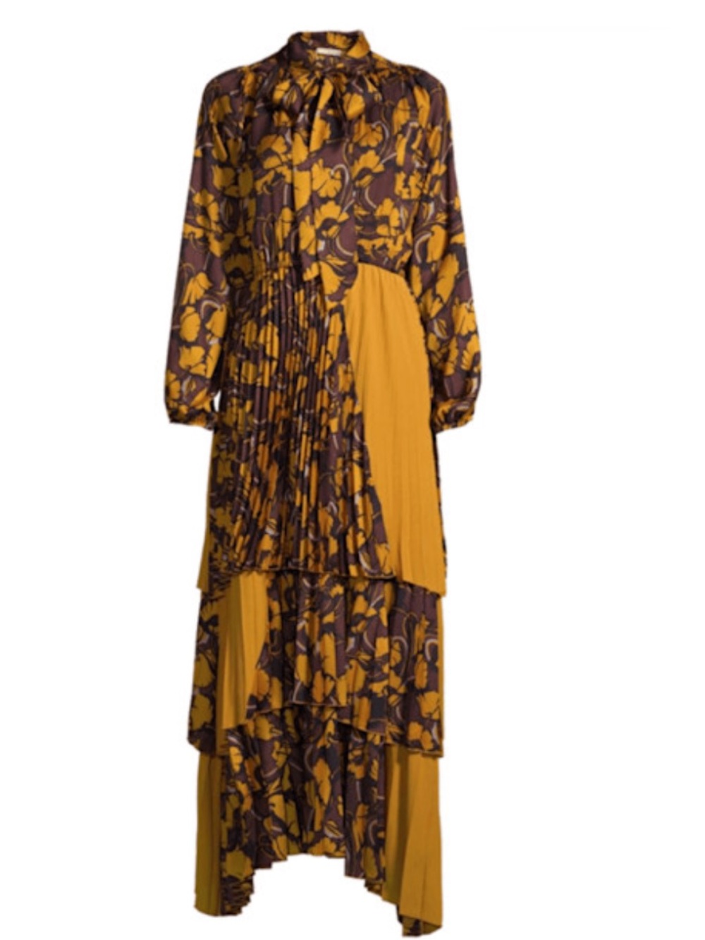 NWOT retail $299 size 8 #Beatriceb “Pleated Color-block Floral Maxi Dress”.
